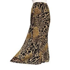 90s Vintage West End Tiger Leopard Print Maxi Skirt Womens Large Boho Bohemian